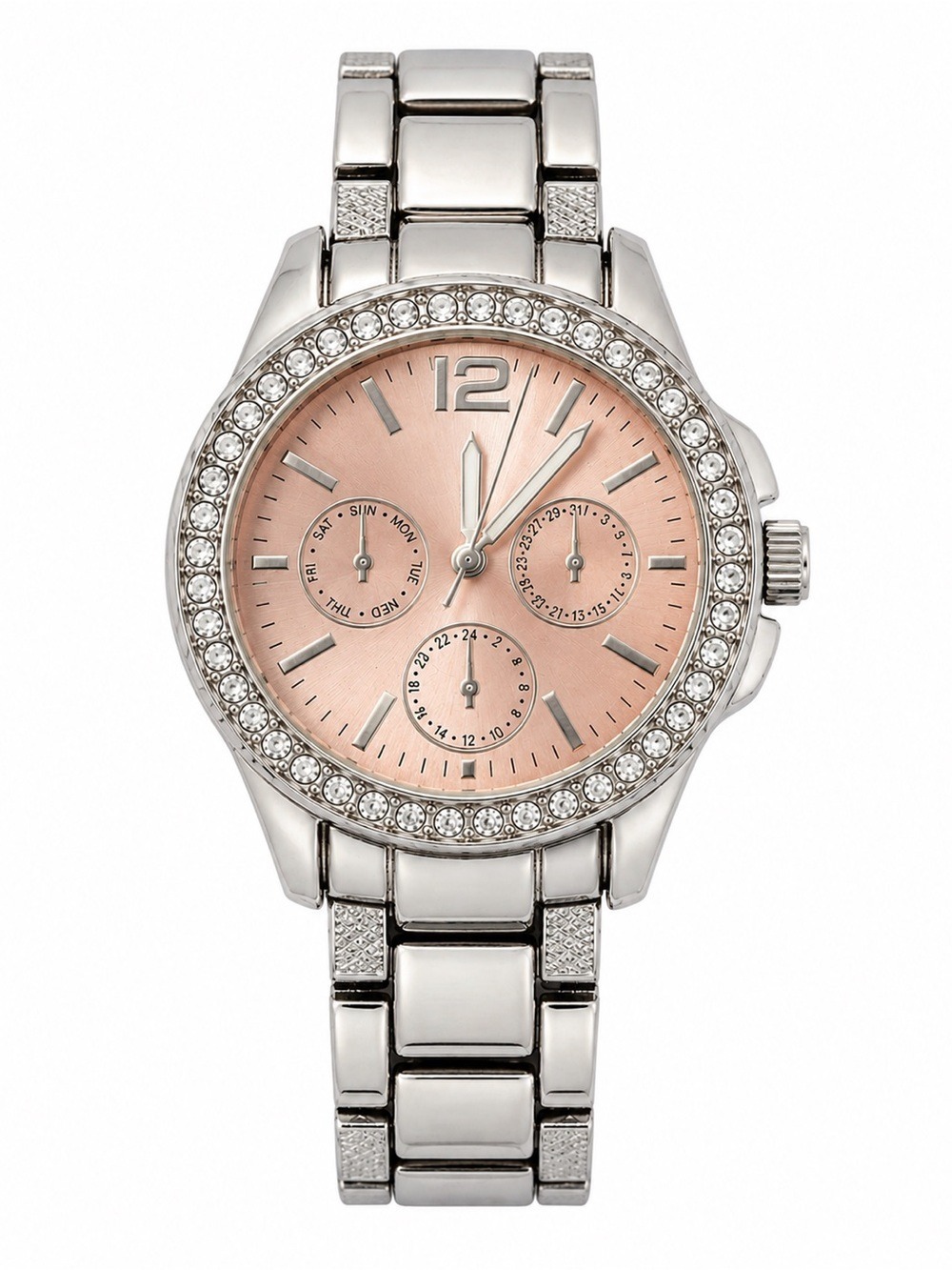 Silver Tone Women's Watch with pink Dial
